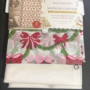 Boundary 2 piece Christmas bow garland shower curtain set
